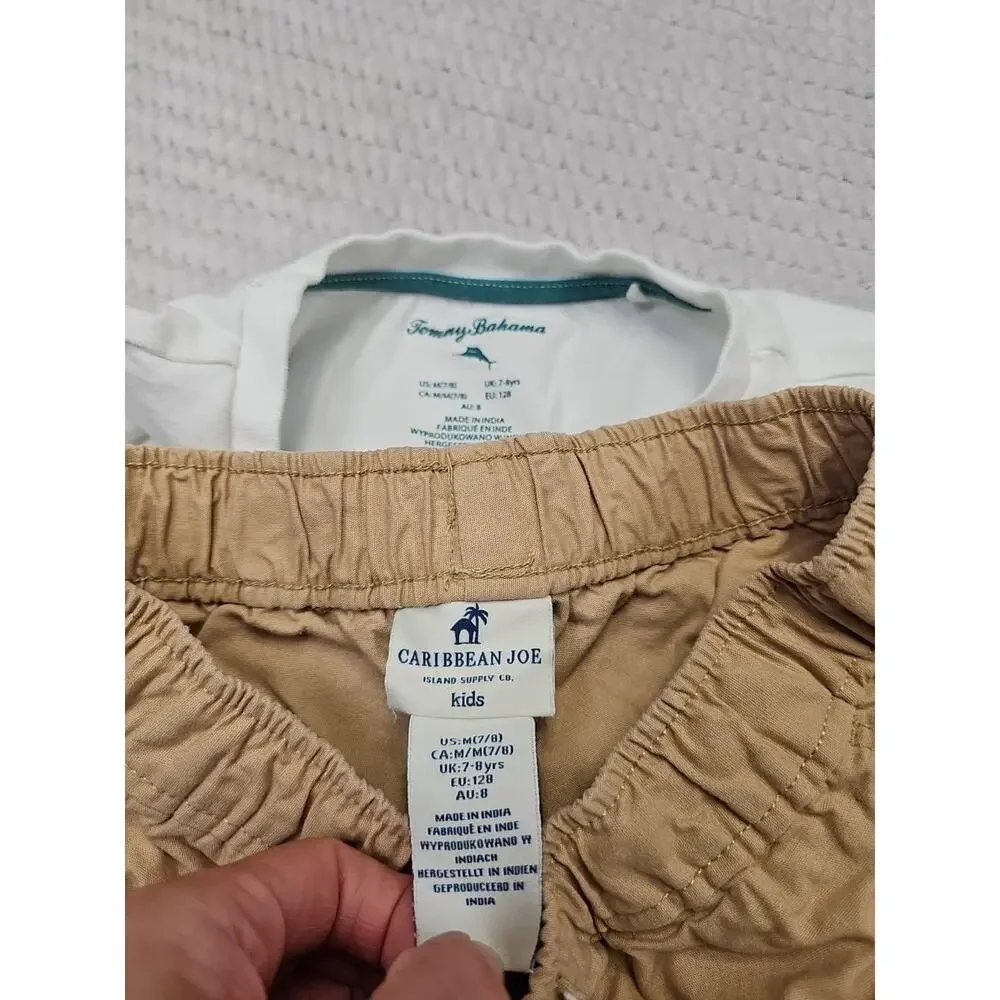 Tommy Bahama Shirt Carribean Joe Shorts Boys 7/8 Elastic Waist - Picture 6 of 8